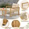Costway 3PCS Patio PE Wicker Conversation Set Acacia Wood Frame withSeat & Back Cushions